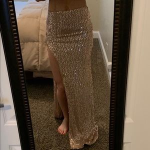 JLUXLABEL Gold/nude sequin mermaid skirt